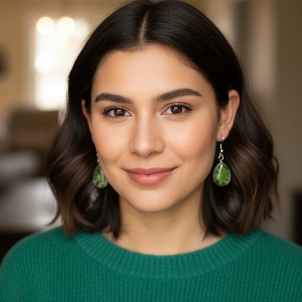 Fashion Jewelry Green Botanical Drop Earrings (New)